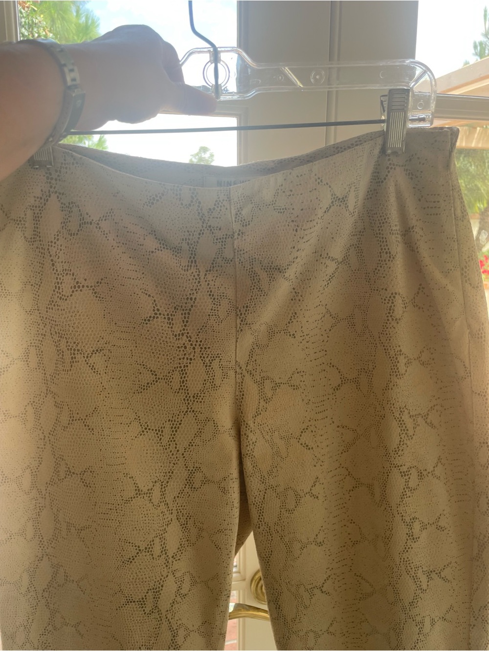Nine West Taupe Snakeskin-Effect 100% Leather Pants - Picture 4 of 4